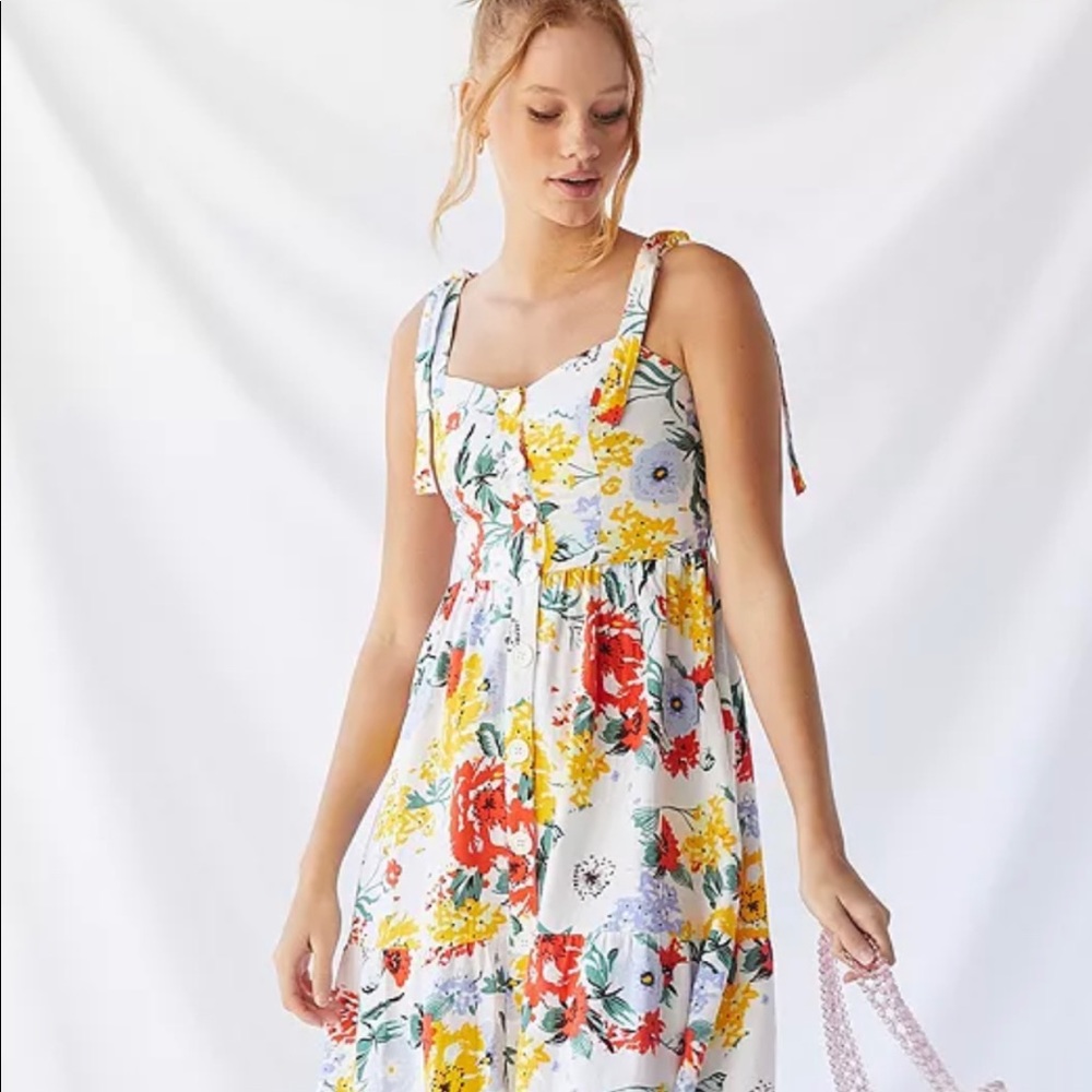 Urban Outfitters Positano Tie Midi Dress Size Medium